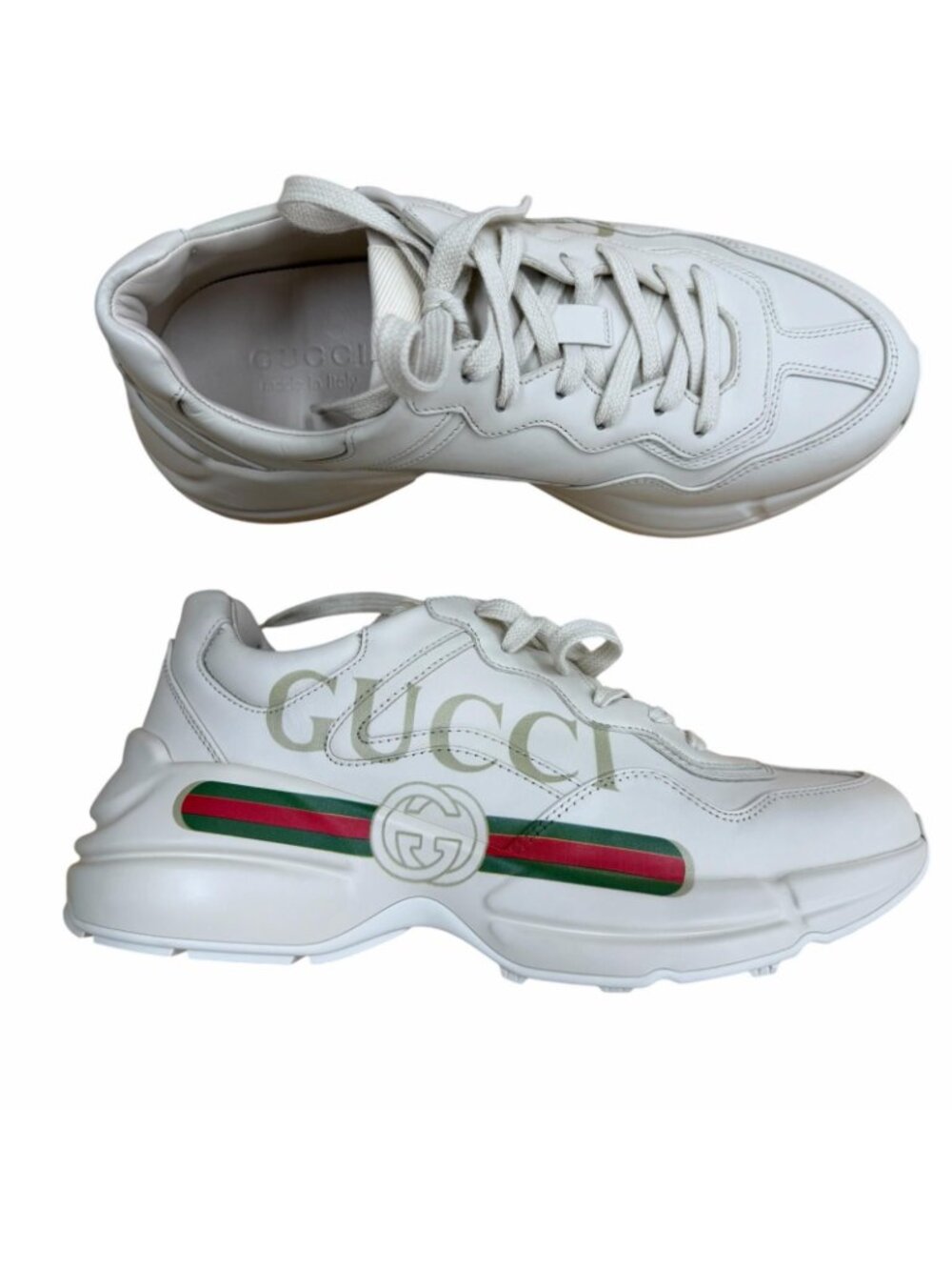 Gucci Sherry Line Leather Ryton Interlocking Sneakers Beige 6.5 - Picture 6 of 13